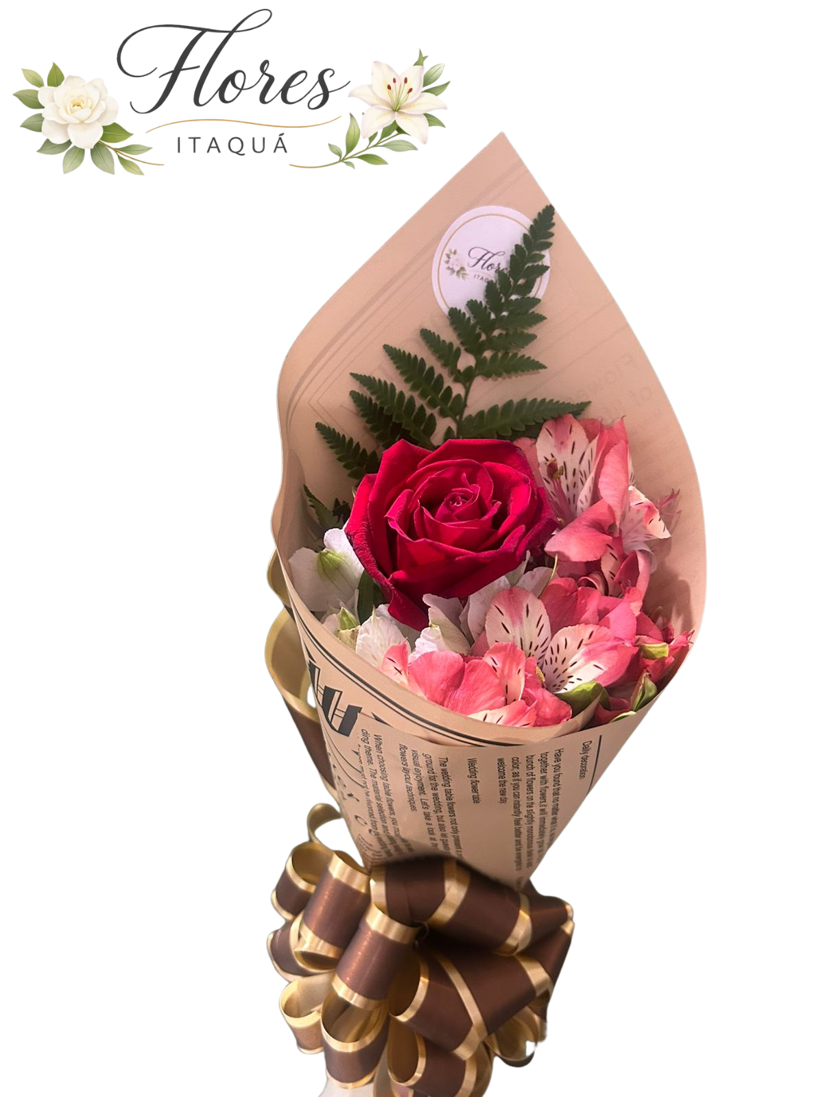 Comprar Mini Buquê Delicado com Rosa na Itaqua Flores
